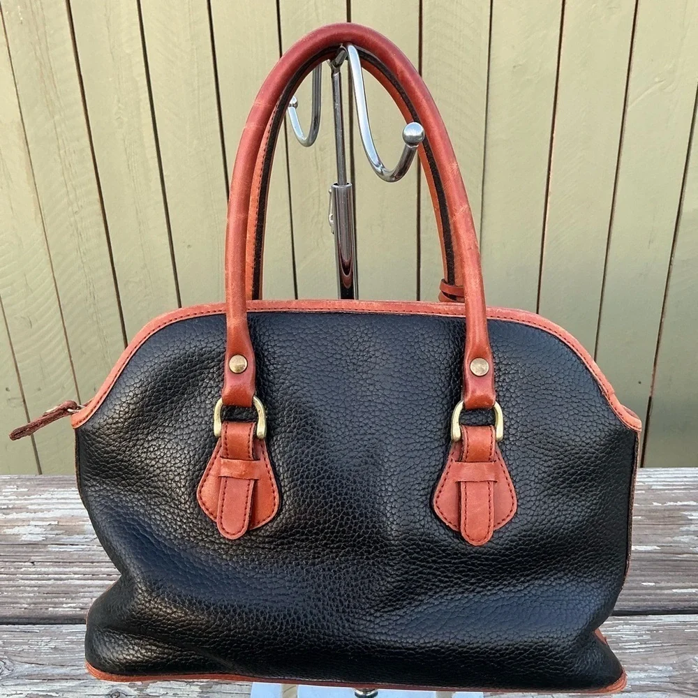 Vintage 80s Liz Claiborne Blue Pebbled Leather Handbag